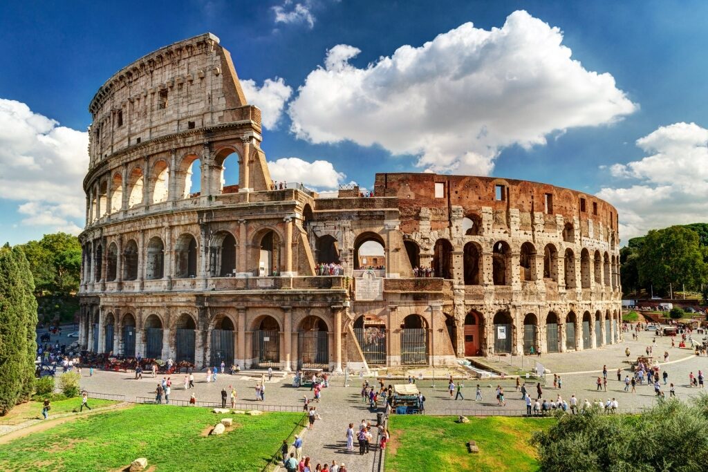 Famous landmark Colosseum in Rome, Italy on a sunny day 