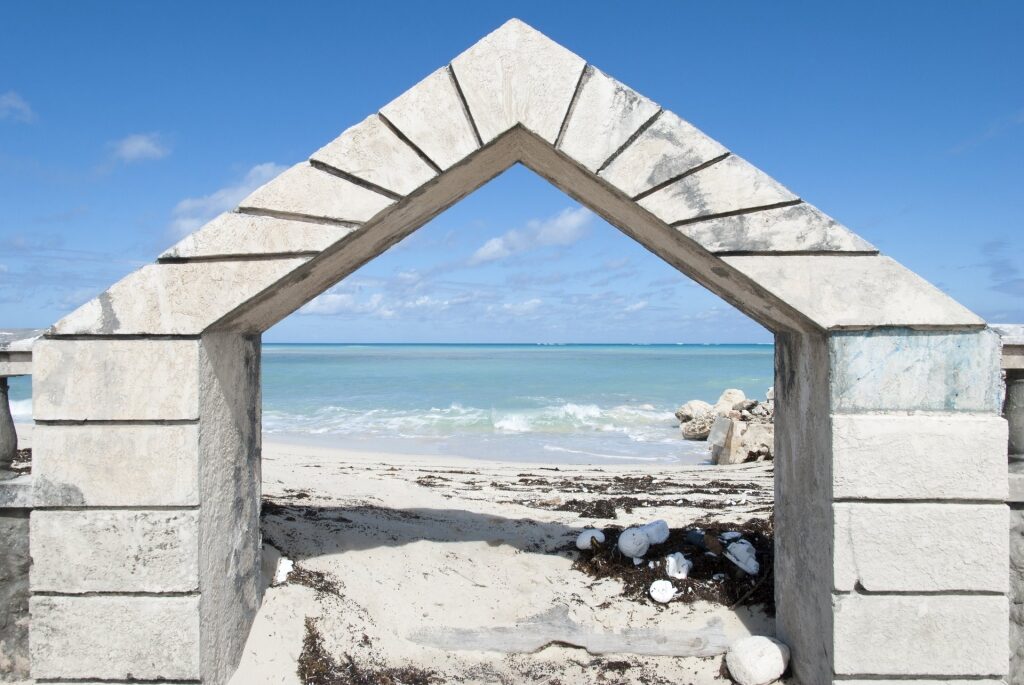 Arch leading to Sandyport Beach in Nassau, Bahamas