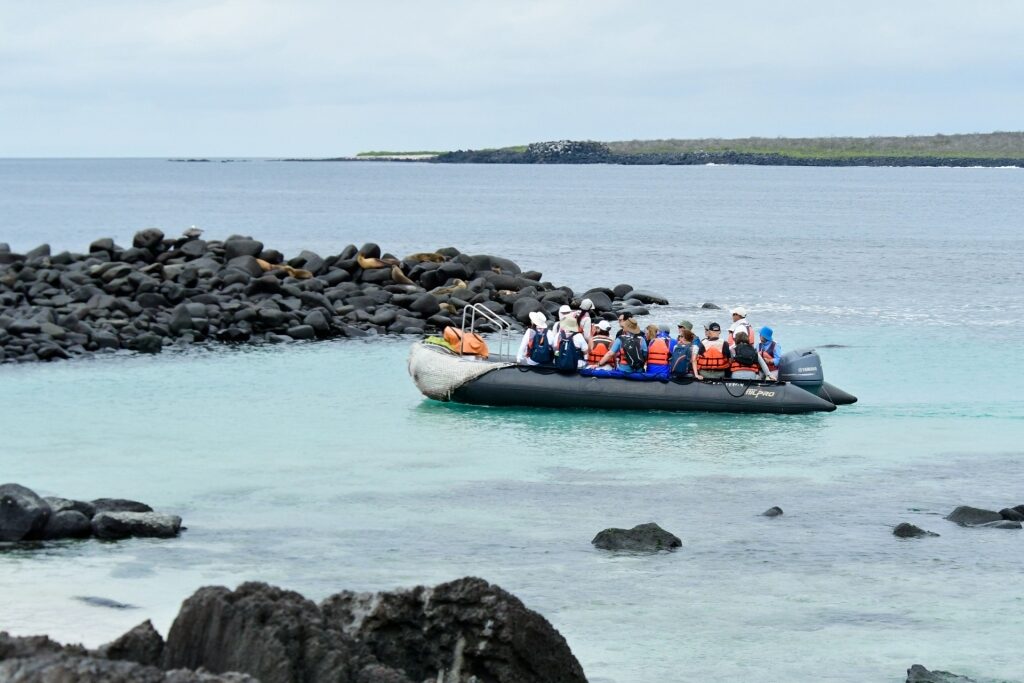 People on an excursion in the Galapagos Islands