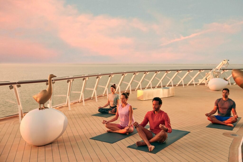 Yoga class aboard Celebrity Cruises
