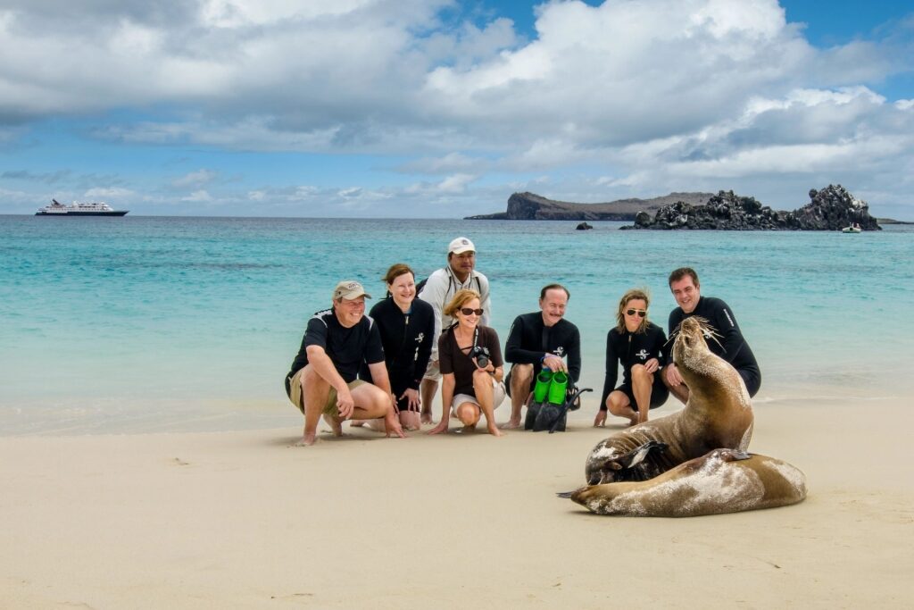 People on an excursion in the Galapagos Islands