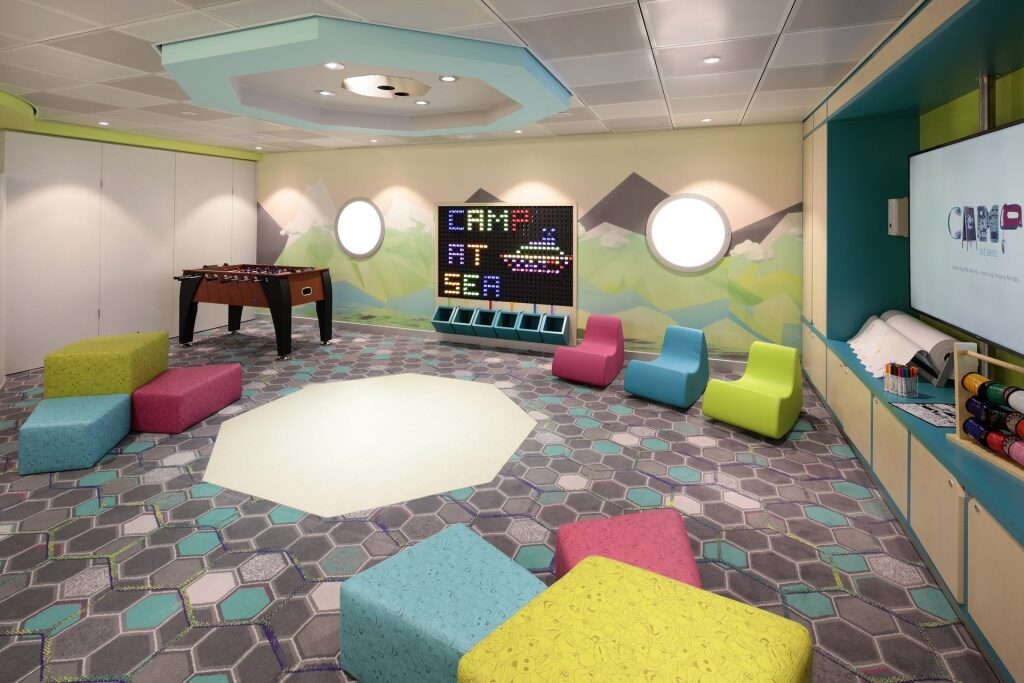 Celebrity Cruises Camp at Sea colorful interior to enjoy cruise with a toddler