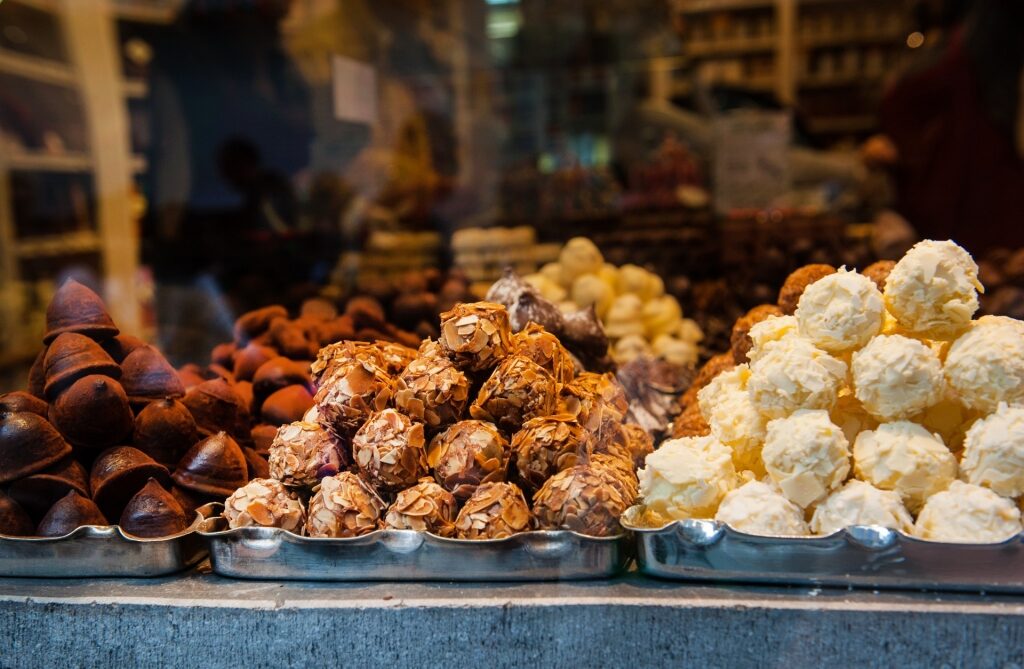 Chocolate truffles in Bruges