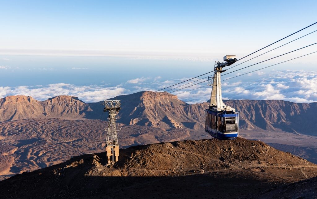 Cable car going up Teide in Tenerife, Canary Islands