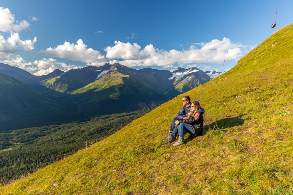 Couple relaxing from Mount Alyeska