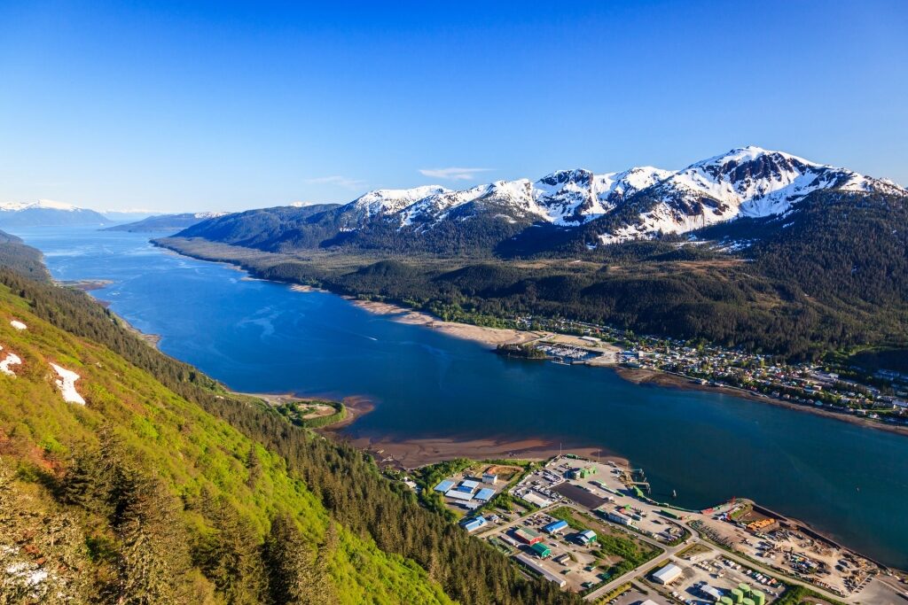 Scenic view of Gastineau Channel in Juneau