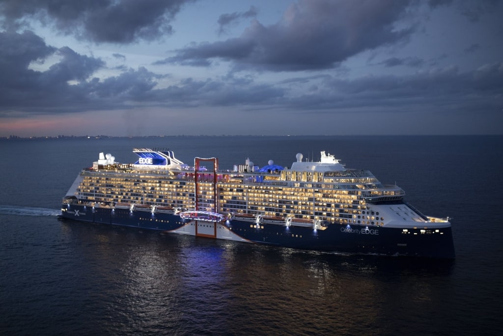 Celebrity Edge cruising at night