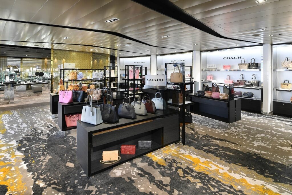 Designer brands displayed in-store onboard Celebrity Cruises