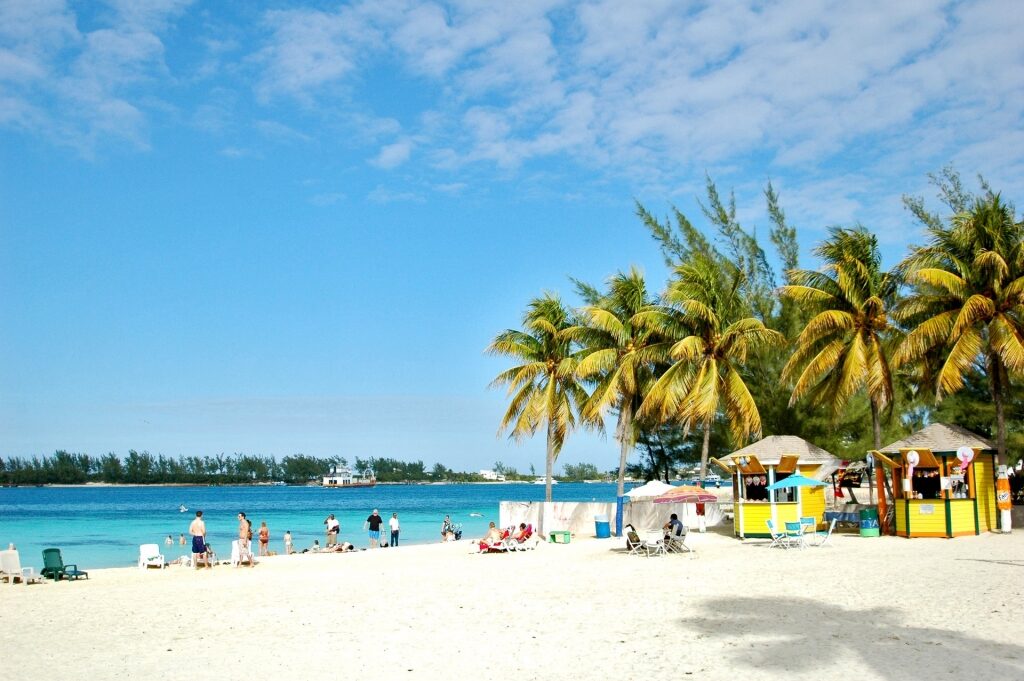White sand beach in Nassau, Bahamas