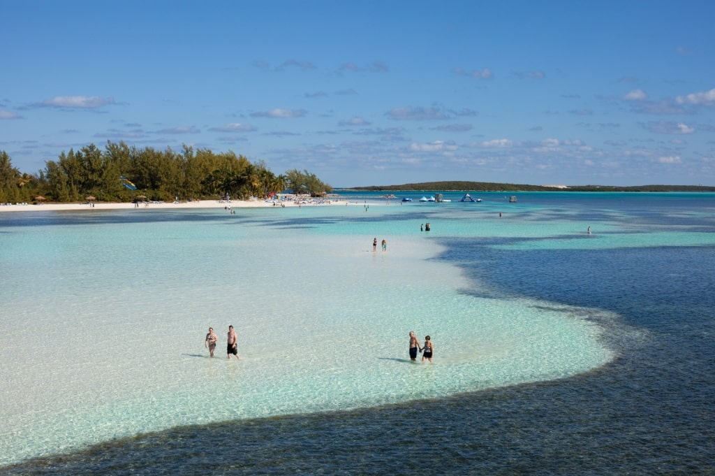 Clear blue waters of CocoCay, Bahamas