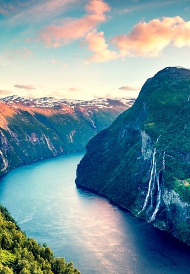 View of beautiful river flowing through a mountain valley
