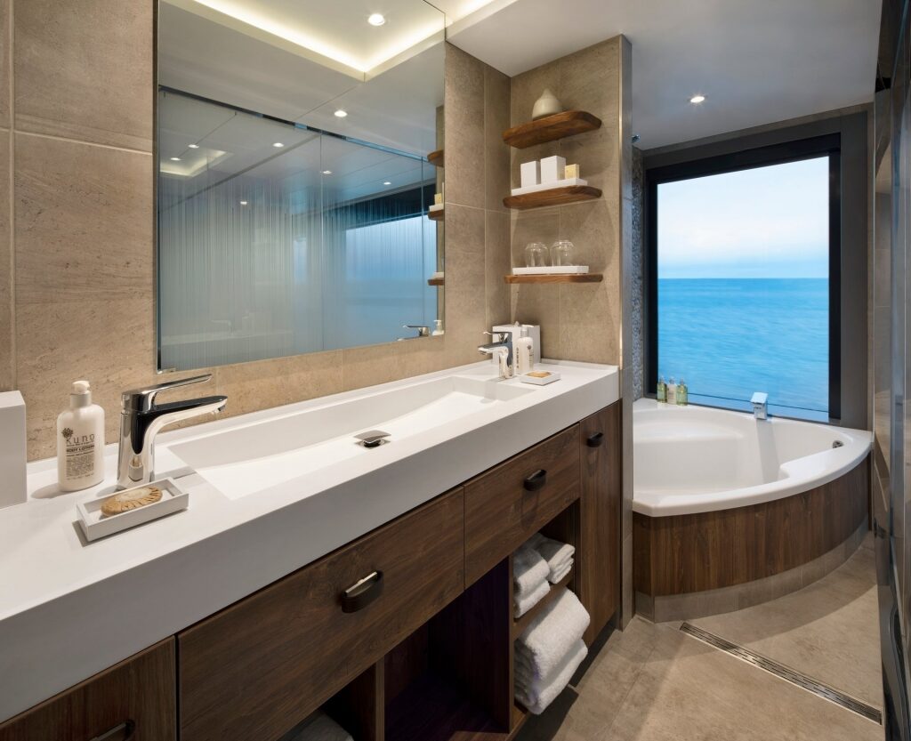 Spacious bathroom of Celebrity Flora Premium Sky Suite
