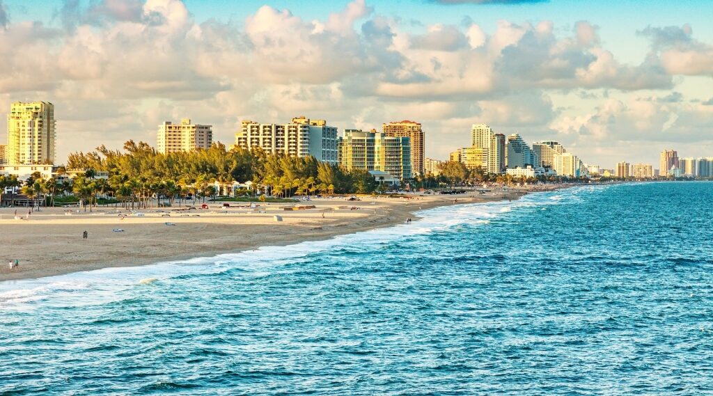 Beautiful beach and skyline of Fort Lauderdale, Florida