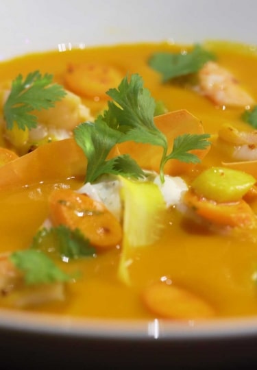 A bowl of chilled carrot soup