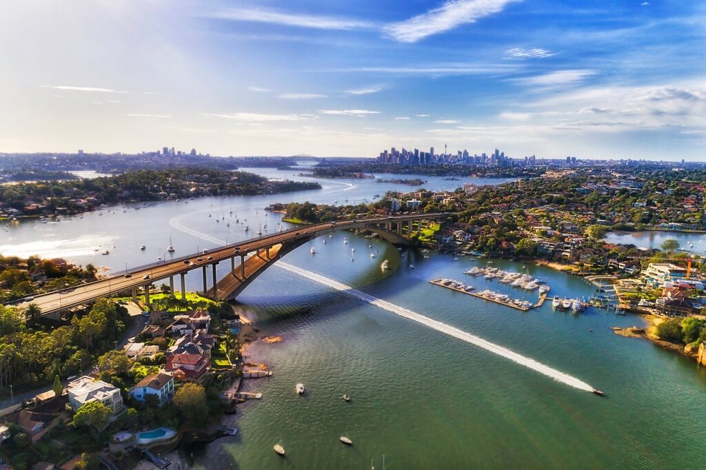 View of Gladesville Bridge and Parramatta River, Australia