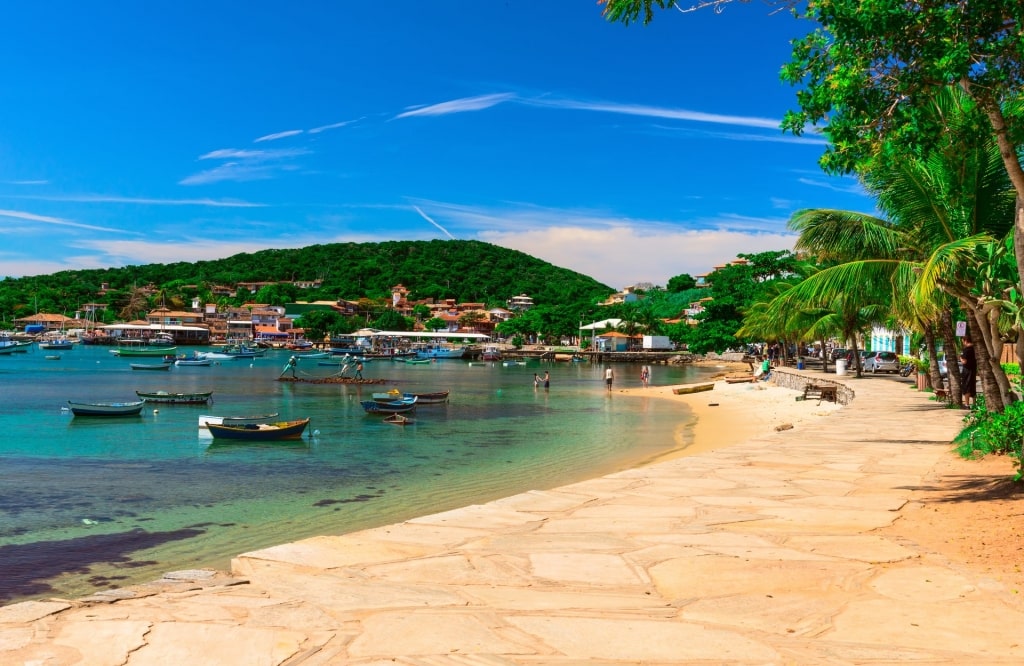 Beach with small boats in Buzios, Rio de Janeiro, Brazil 