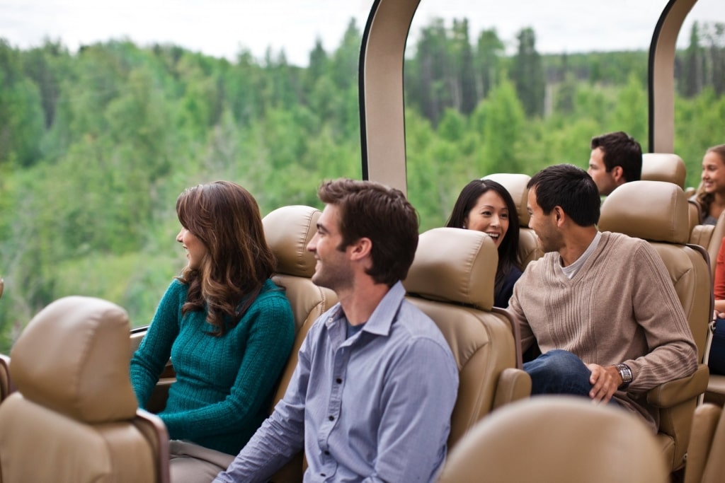 People on a train in Alaska