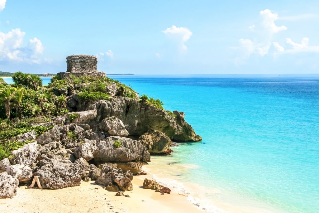 Coastal view of Mayan ruins of Tulum