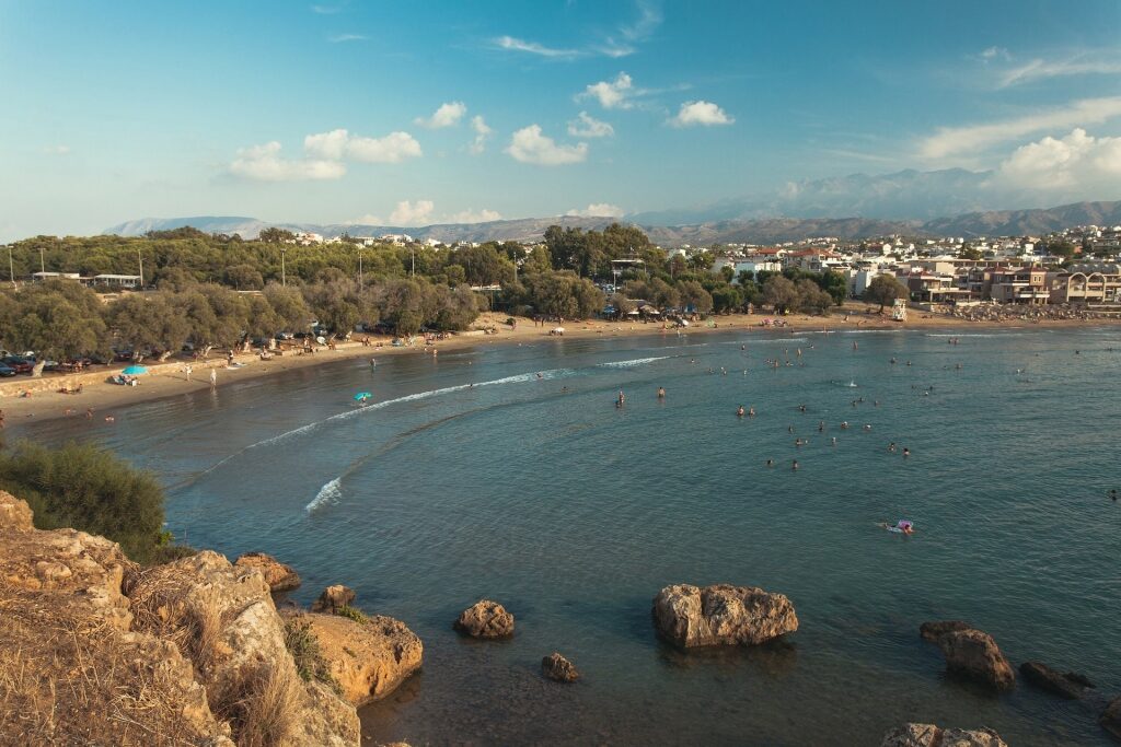 Lovely seascape of Agioi Apostoloi Beach in Crete, Greece