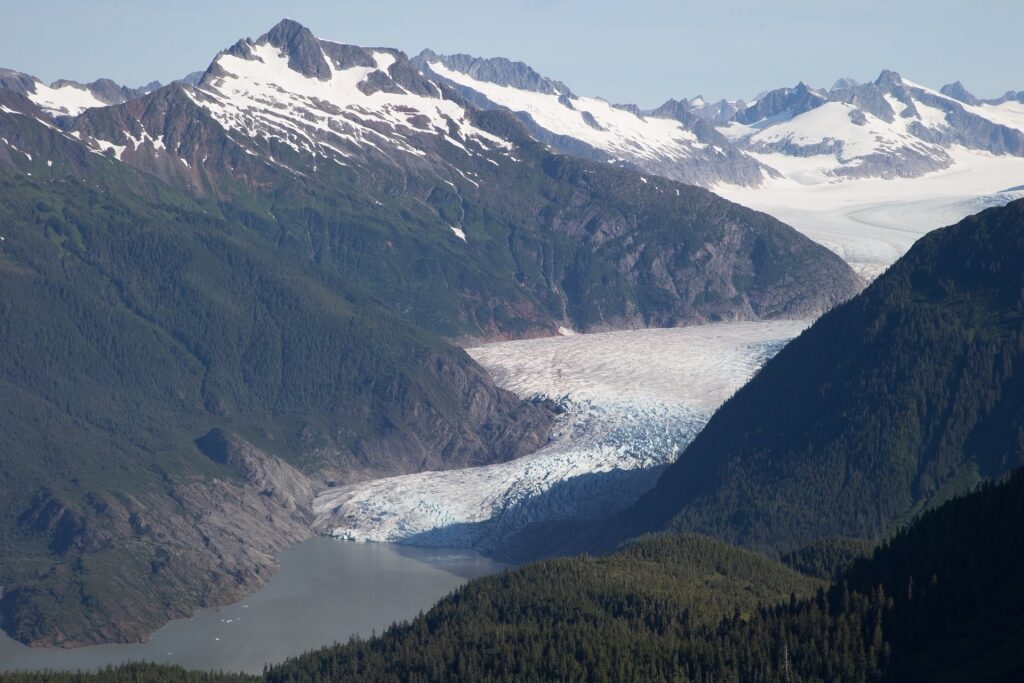 View of Mendenhall Glacier from a helicopter tour