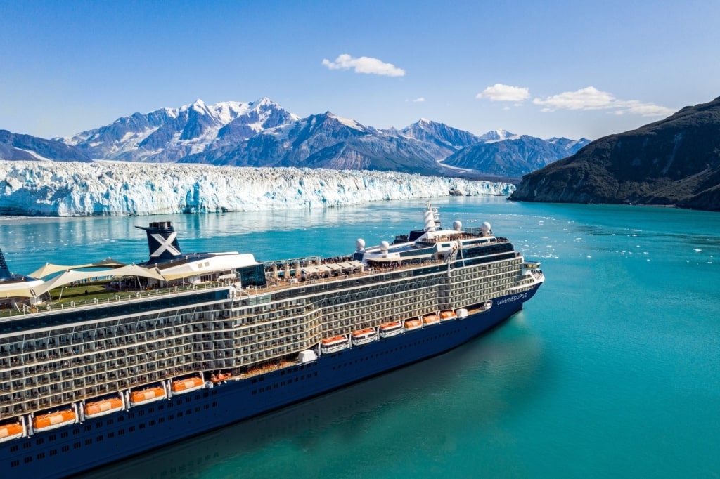 Celebrity cruising along Hubbard Glacier, Alaska