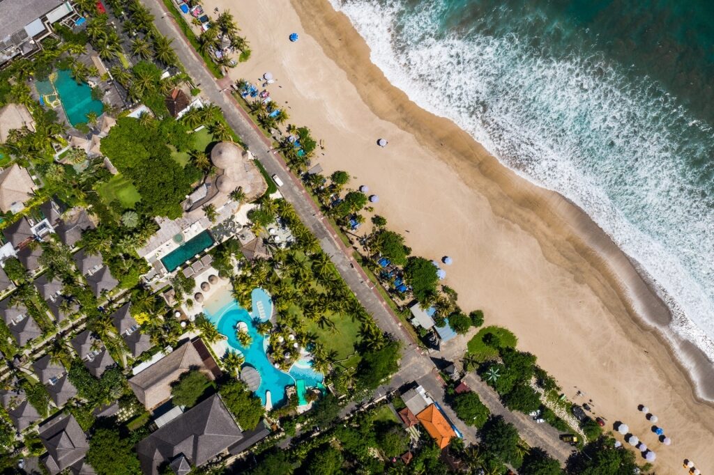 Aerial view of Kuta Beach in Bali, Indonesia