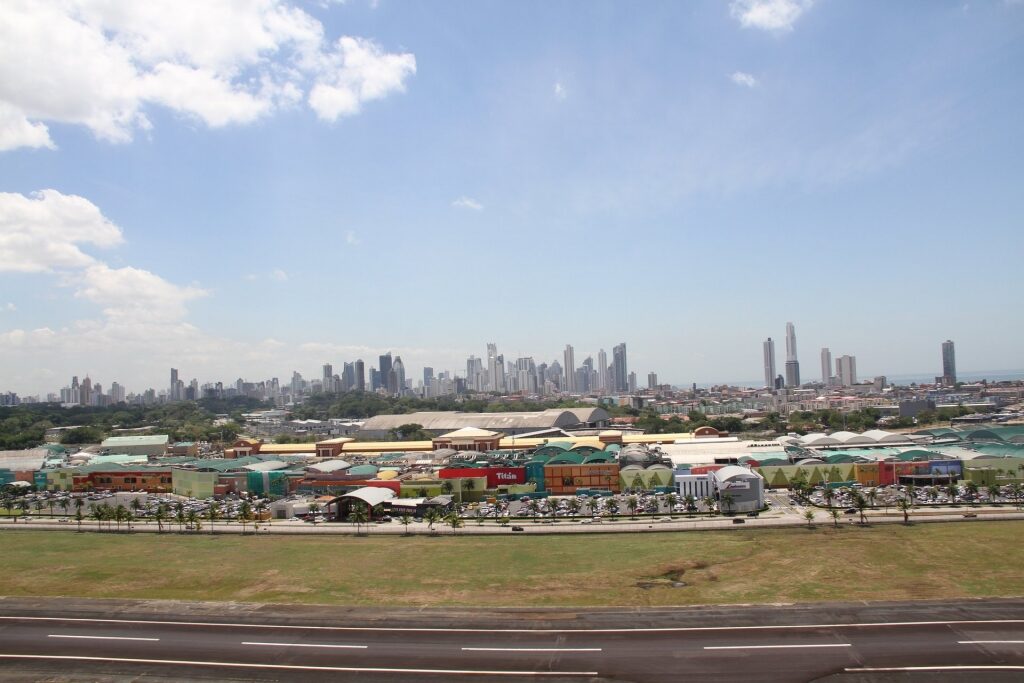 Panama city skyline with mall