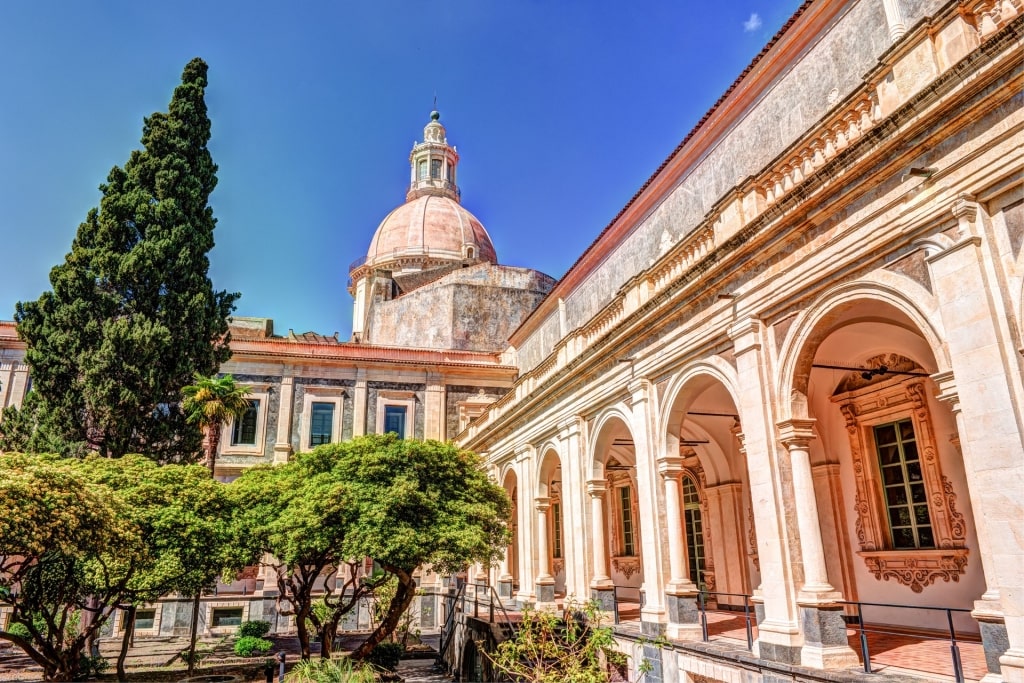 Beautiful architecture of Benedictine Monastery, Sicily