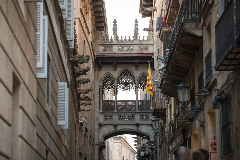 Historic Medieval Gothic Quarter in Barcelona, Spain