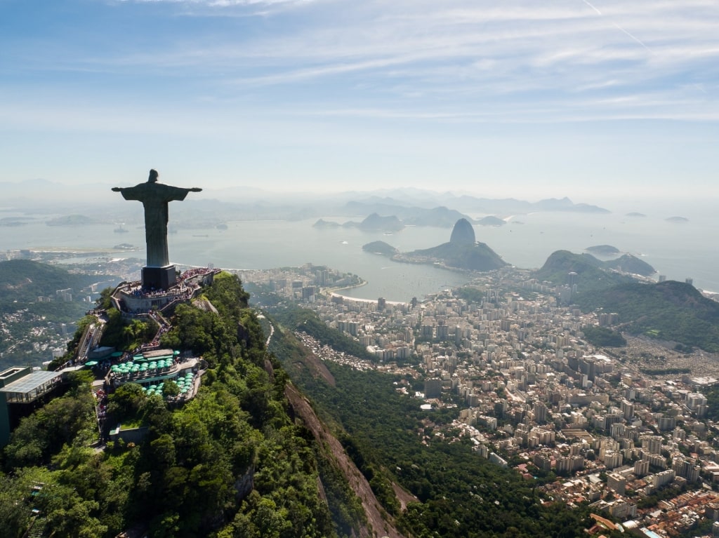 Aerial view of Brazil including Christ the Redeemer