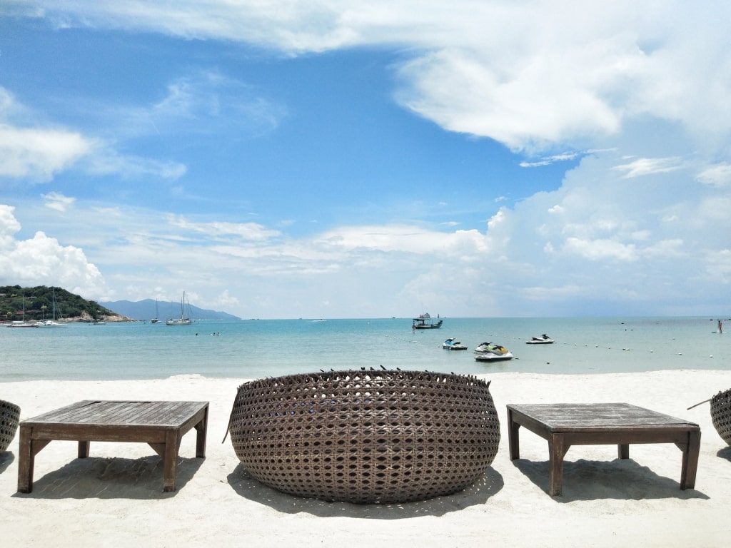 White sands of Choeng Mon Beach with clear blue waters