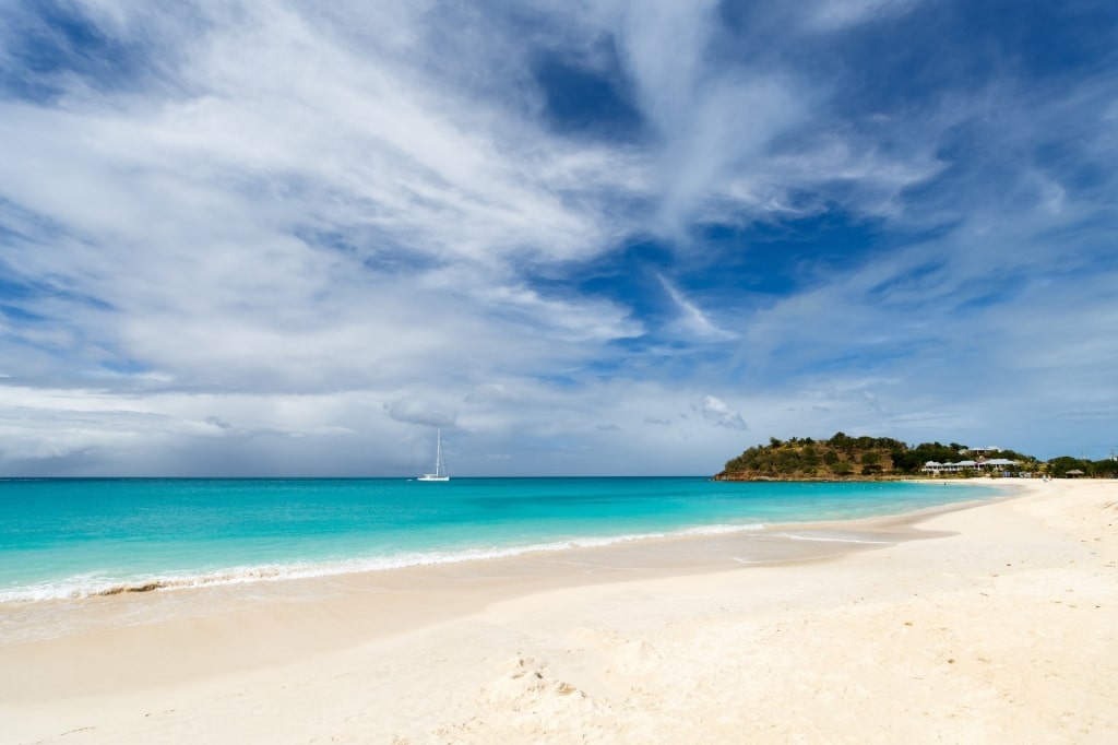 Beautiful white sands of Ffryes Beach, Antigua