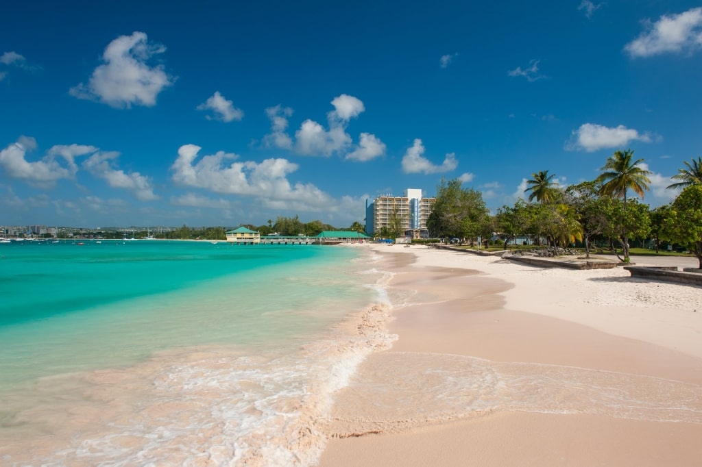 Fine sands and clear water of Pebbles Beach, Barbados