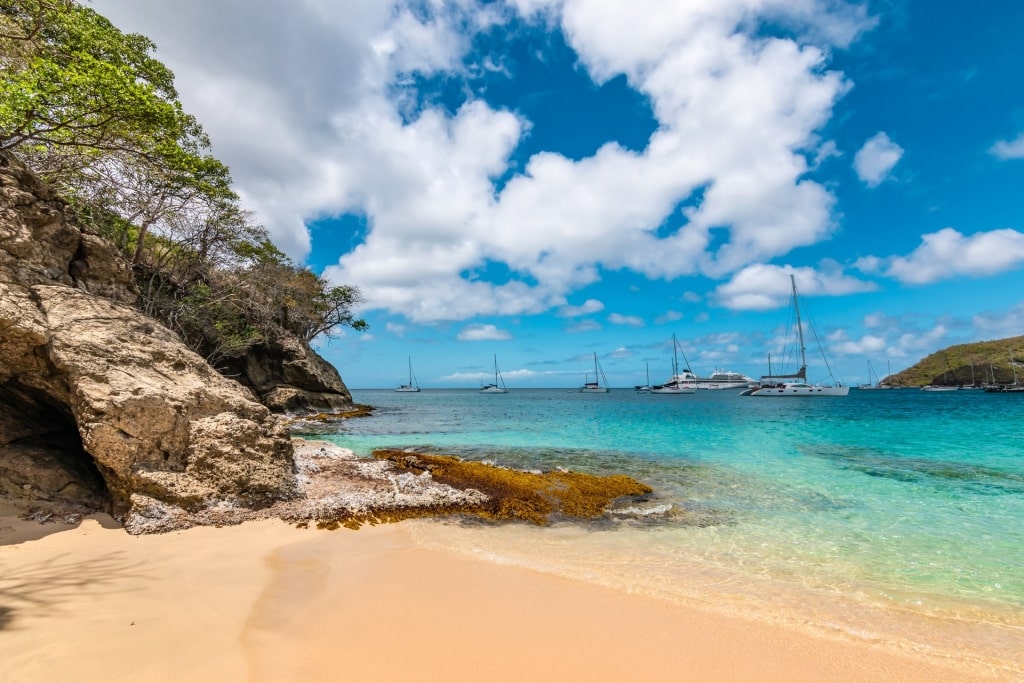 Sparkling sands of Princess Margaret Beach with turquoise waters