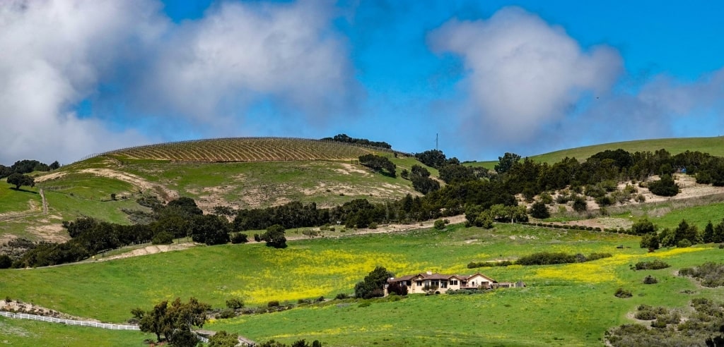 Beautiful landscape of Carmel Valley in Monterey, a California wine region