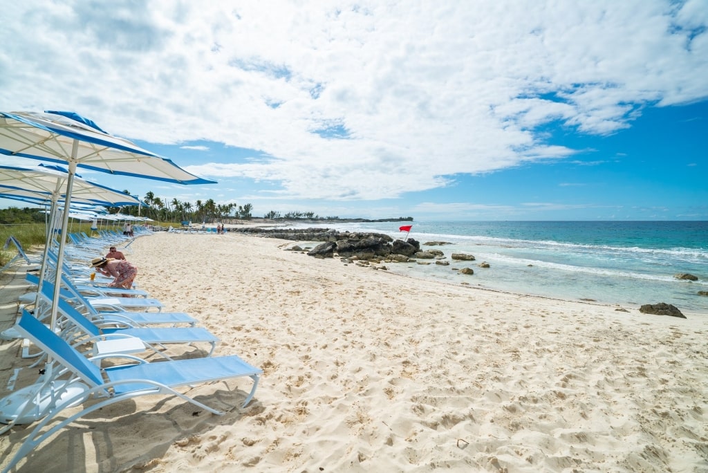 Beautiful white sand beach of Blue Lagoon Island