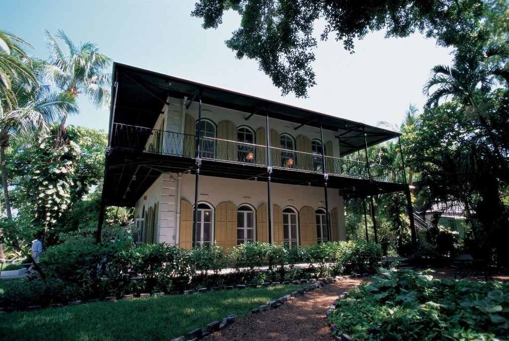 Yellow and green facade of Ernest Hemingway House