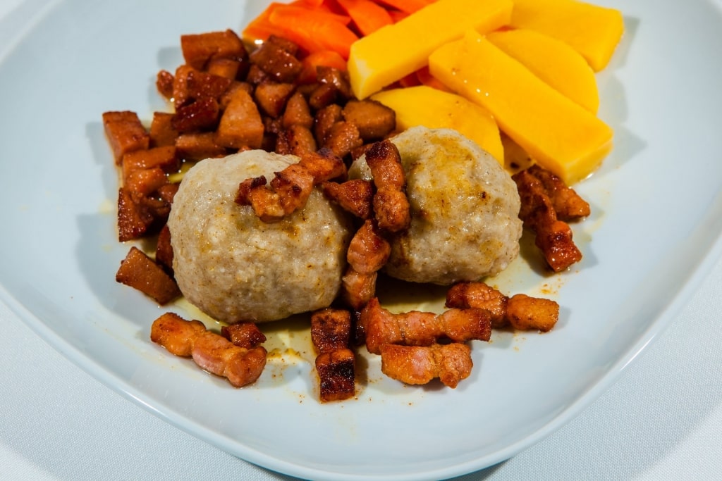 Norwegian food Kumla served with carrots on the side