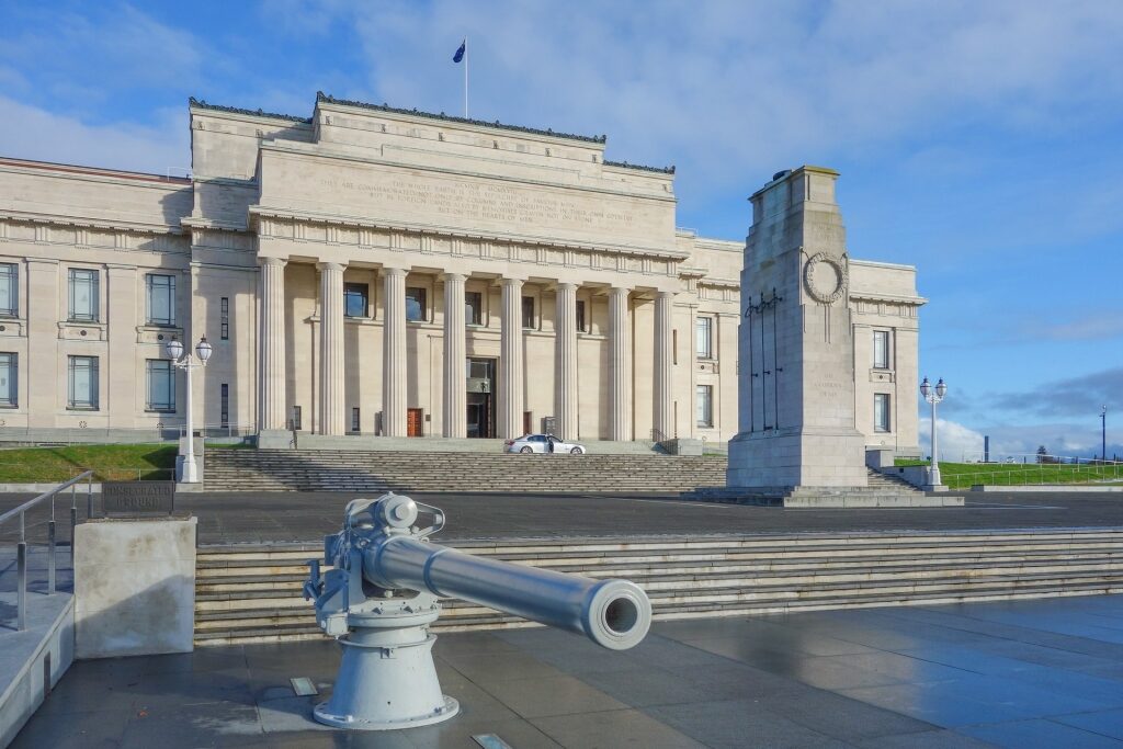 Facade of the historical Auckland War Memorial Museum, New Zealand