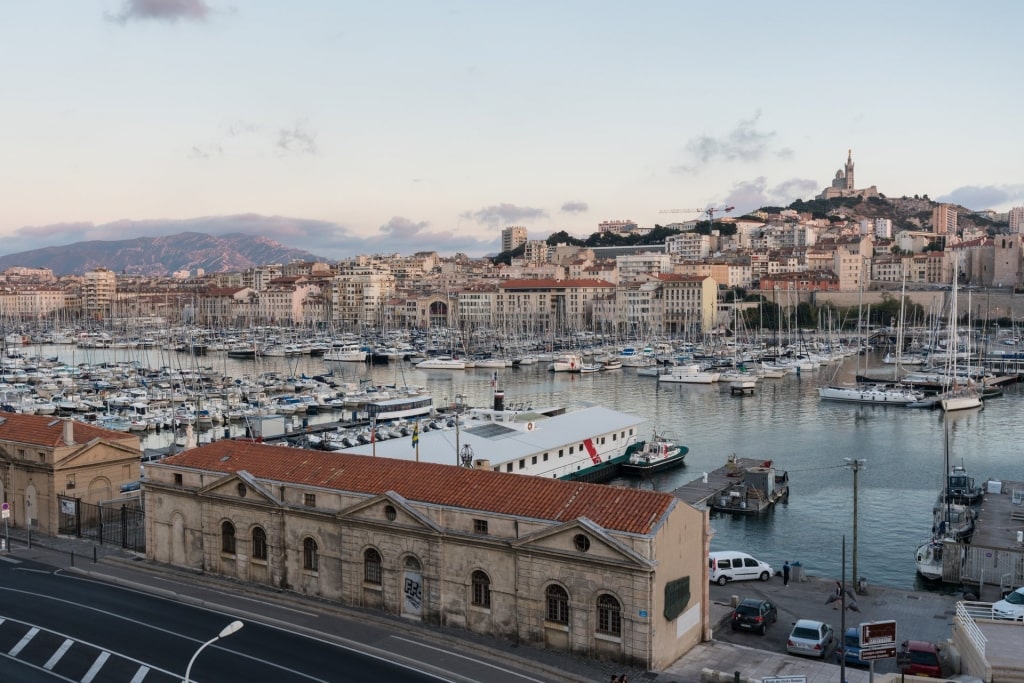 Boats parked in Vieux Port