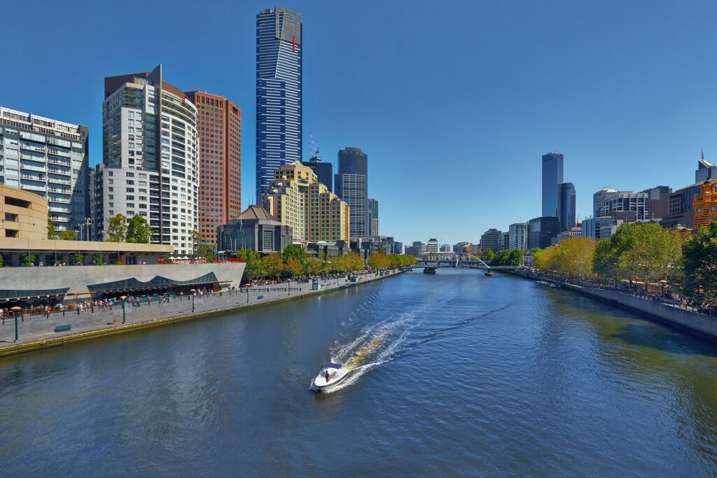 Beautiful view of Yarra River surrounded by buildings