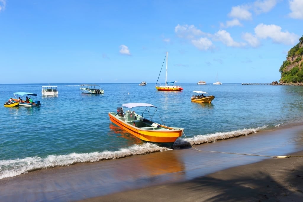 Water taxis in Anse Chastanet Beach