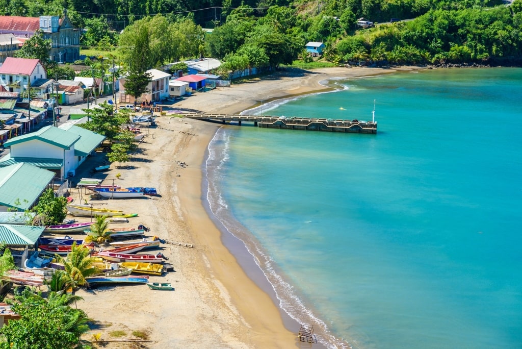 Beautiful shoreline of Anse La Raye Fishing Village