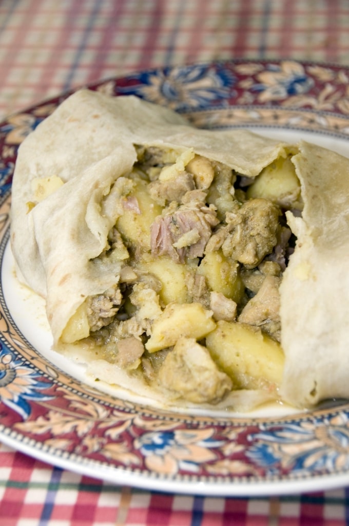 Plate of chicken roti