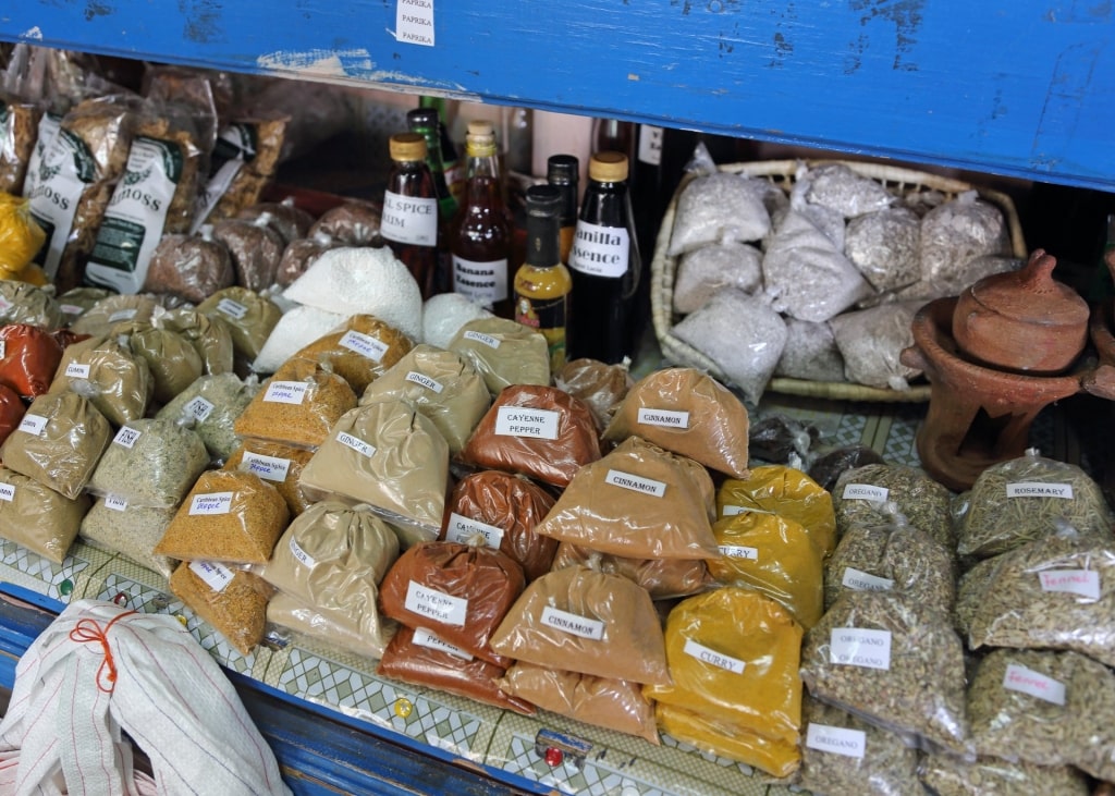 Local products displayed at Castries Market