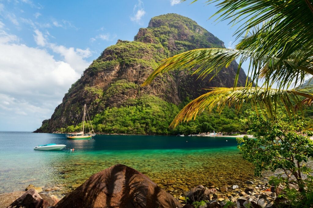 Picturesque view of the Pitons