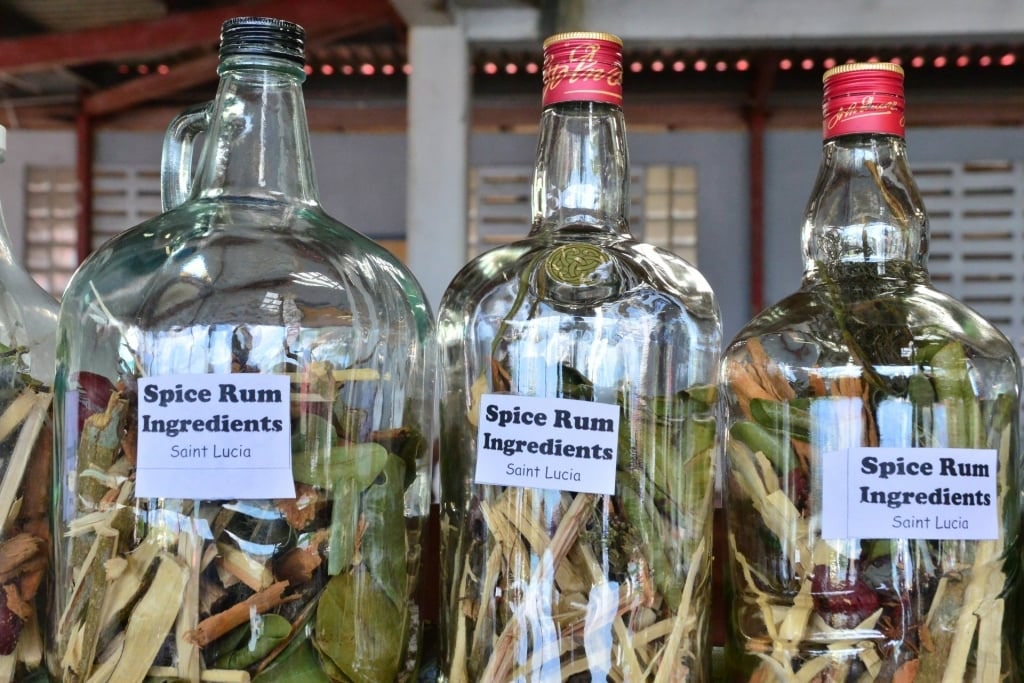 Rum ingredients at a market in St. Lucia