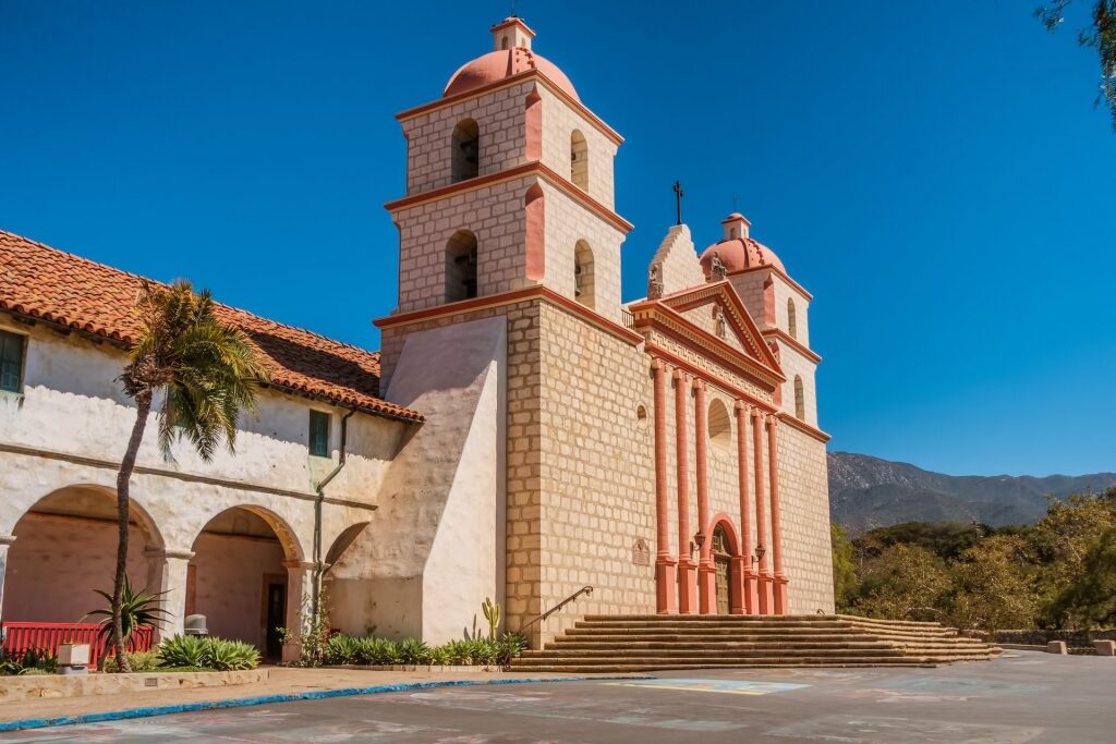 Beautiful facade of Old Mission Santa Barbara