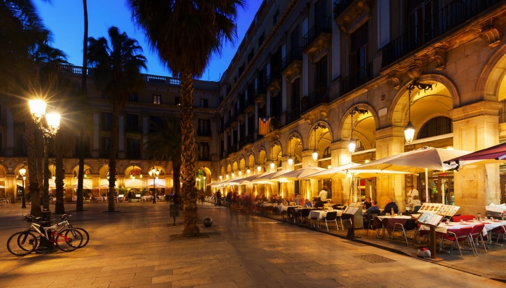 Restaurants lined up in Plaça Reial