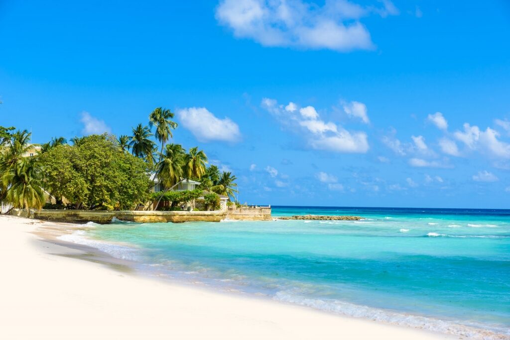 View of pristine Dover Beach, one of the best beaches in Barbados